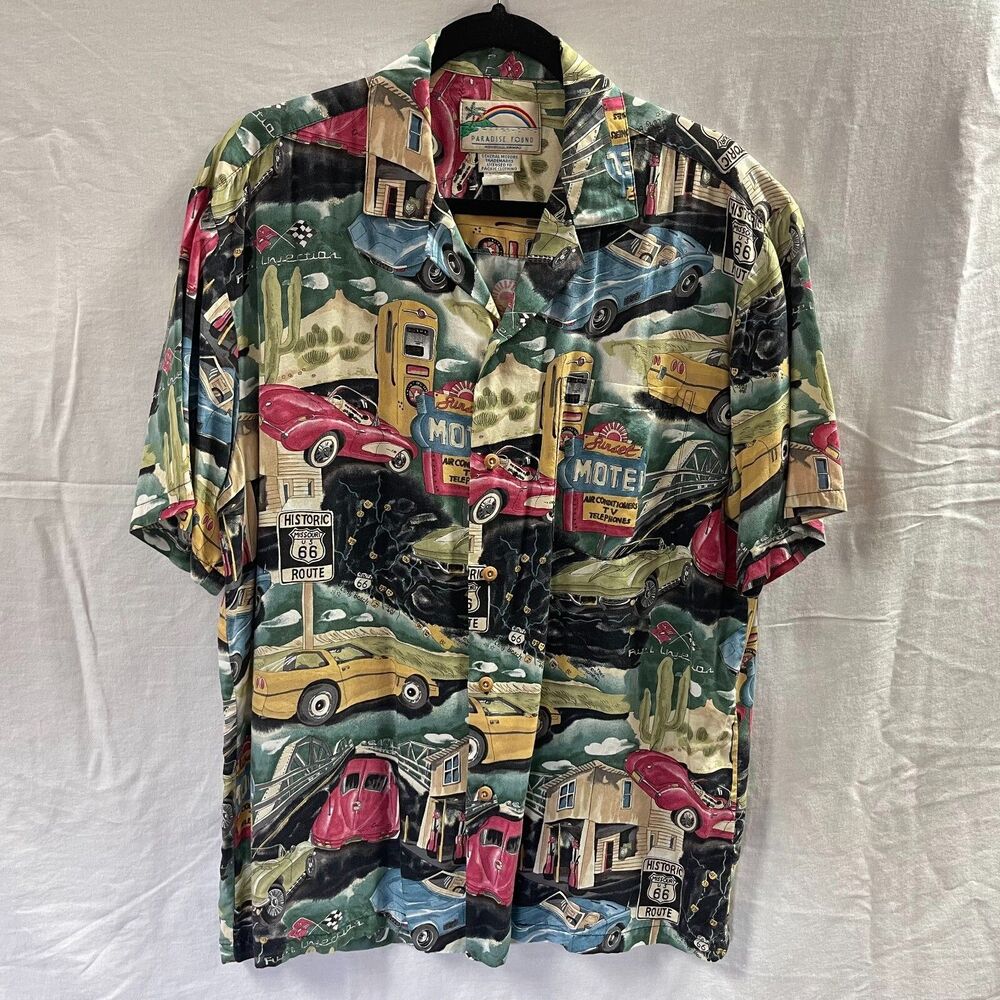 Paradise Found GM Chevrolet Chevy Corvette Print Hawaiian Shirt Large